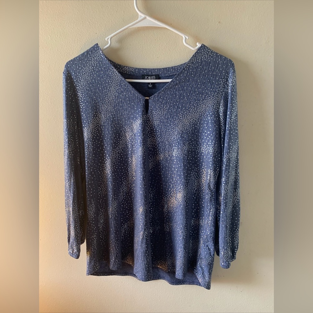 Jones New York Sparkly Business Casual Long Sleeve Women’s Shirt Size Small